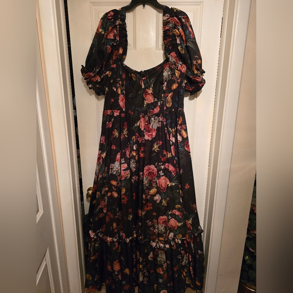 Selkie Black Floral Maxi Dress